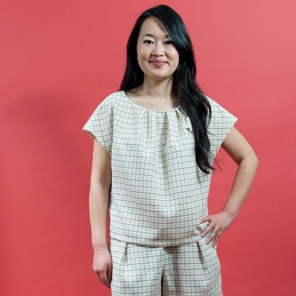 Tips on Sewing Shorts - Windowpane Pleated Duo by Jamie