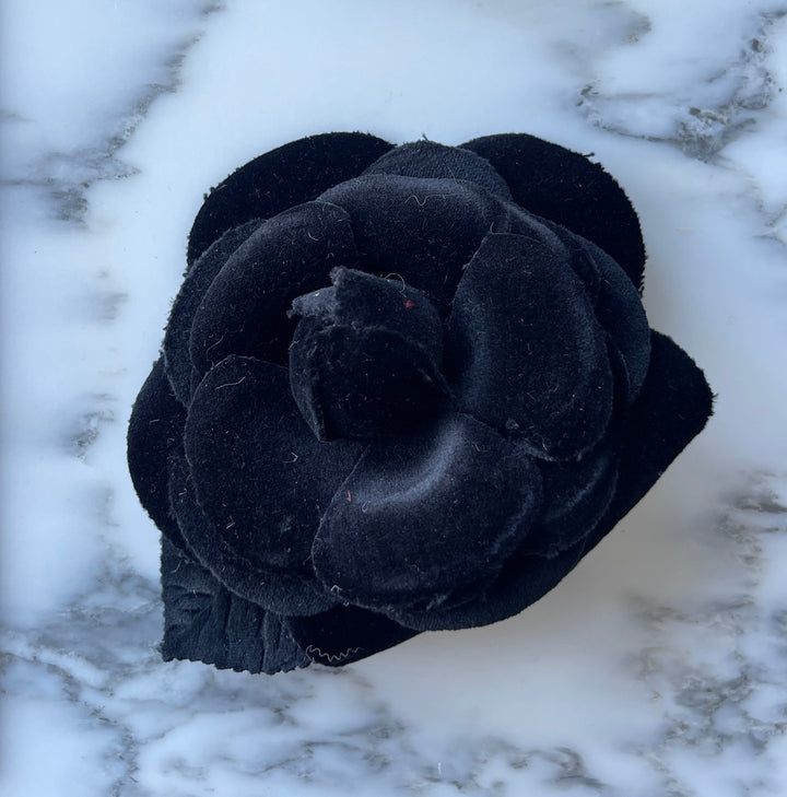Black Velvet Camellia Silk Flower (Made in USA)