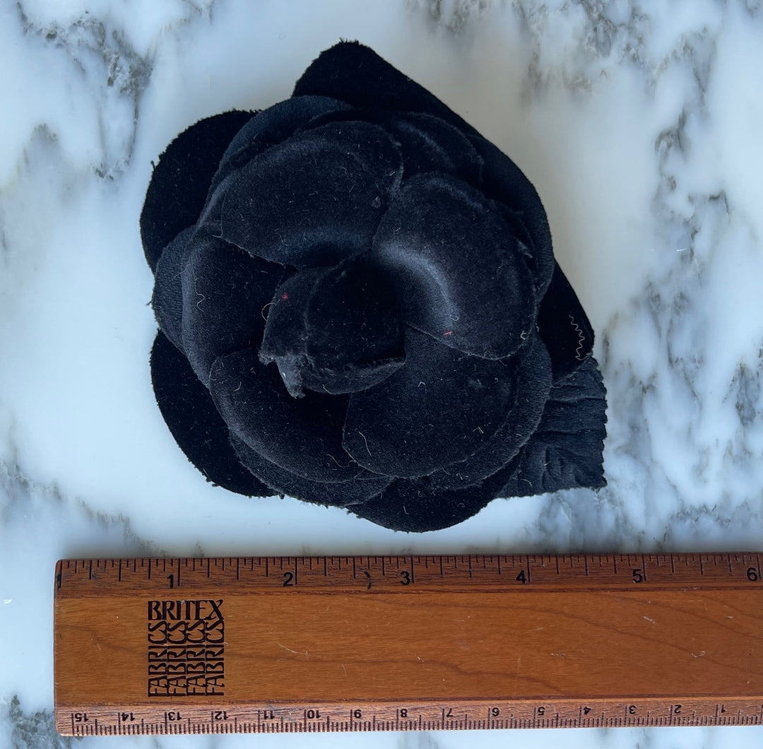 Black Velvet Camellia Silk Flower (Made in USA)