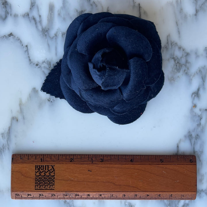 Midnight Navy Velvet Camellia Silk Flower (Made in USA)