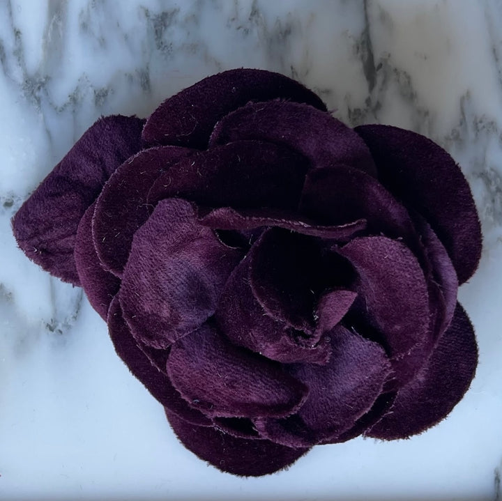 Parisian Wine Velvet Camellia Silk Flower (Made in USA)
