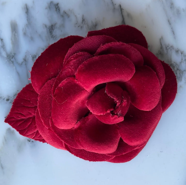 Lipstick Red Velvet Camellia Silk Flower (Made in USA)
