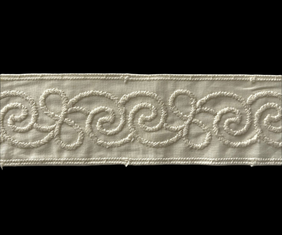 2 1/4" Garden Maze Ivory Cotton Trim (Made in Switzerland)