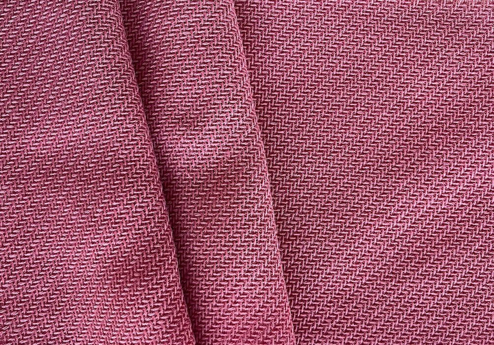 Flamingo Pink Mock Herringbone Wool Basket-Weave