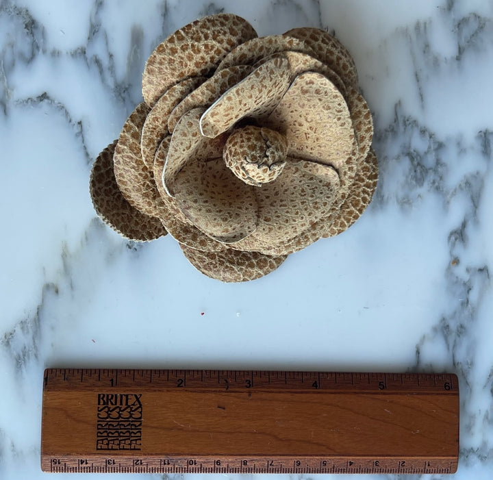 Neutral Beige Leather Rose (Made in USA)