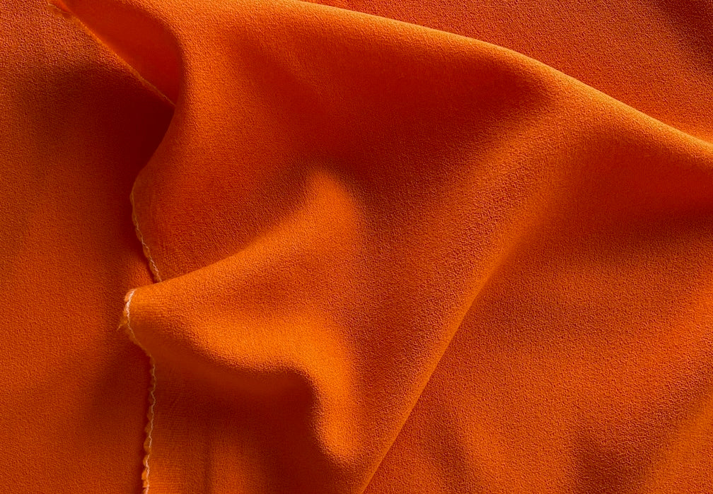Lighter-Weight High-End Mandarin Orange Wool Crepe (Made in Italy)
