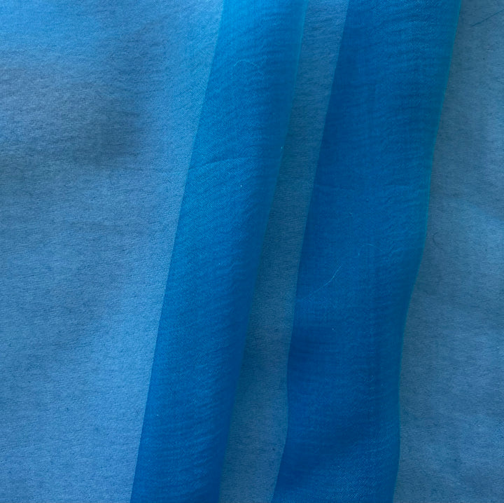 Semi-Sheer Iridescent Turquoise Pool Silk Chiffon (Made in Italy)