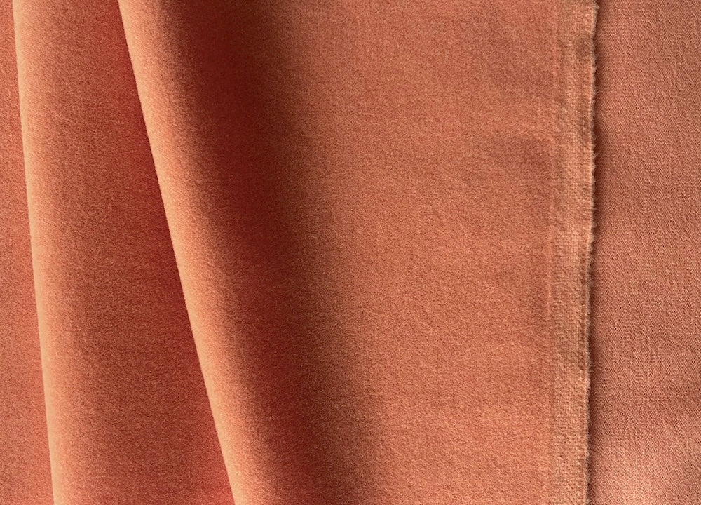 Lighter-Weight Ripe Cantalope Wool Melton Coating (Made in Italy)