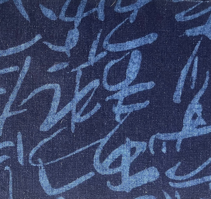 Calligraphy Traditional Tsutsugaki Indigo Cotton (Made in Japan)