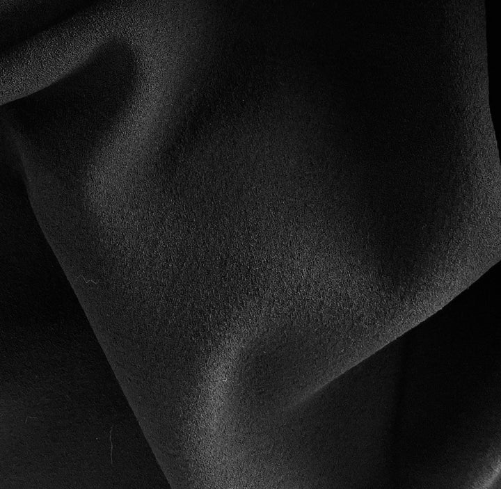 Coal Black Double-Faced Stretch Wool Crepe (Made in Italy)