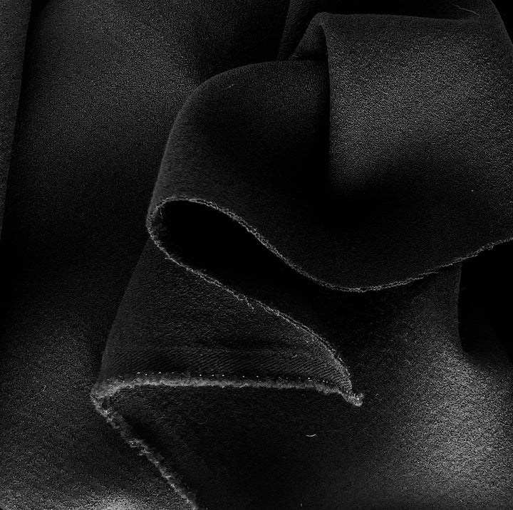 Coal Black Double-Faced Stretch Wool Crepe (Made in Italy)