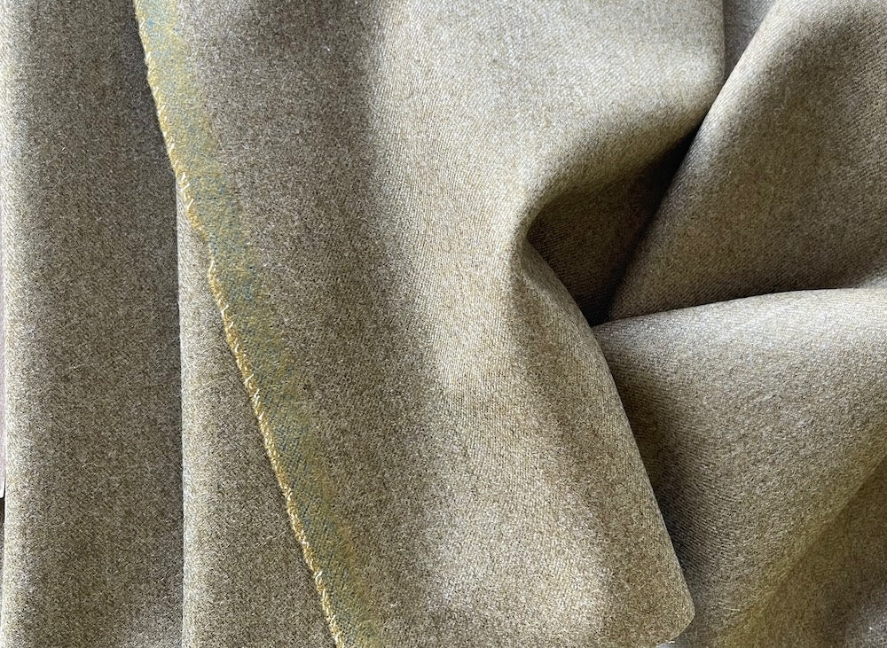 High-End Heathered Curried Sand Virgin Wool Flannel (Made in Italy)
