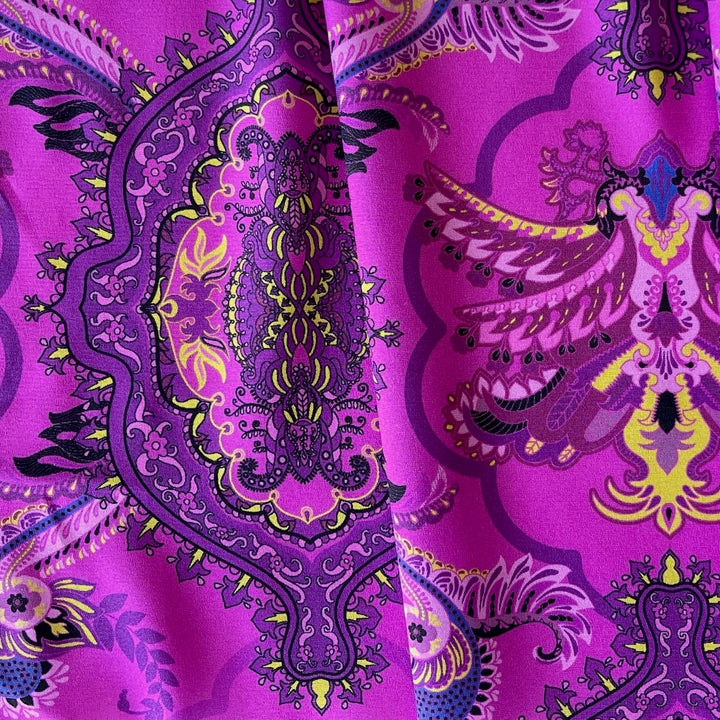 Couture Arabesque Swoops & Medallions Phlox Stretch Matte Silk Satin Charmeuse (Made in Italy)