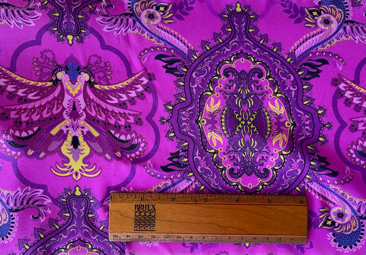 Couture Arabesque Swoops & Medallions Phlox Stretch Matte Silk Satin Charmeuse (Made in Italy)