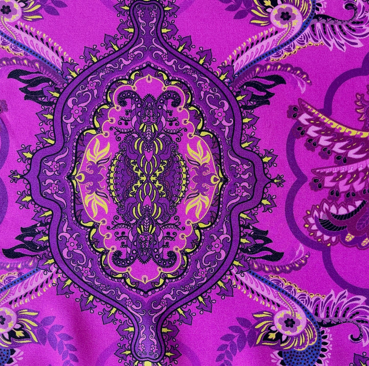 Couture Arabesque Swoops & Medallions Phlox Stretch Matte Silk Satin Charmeuse (Made in Italy)