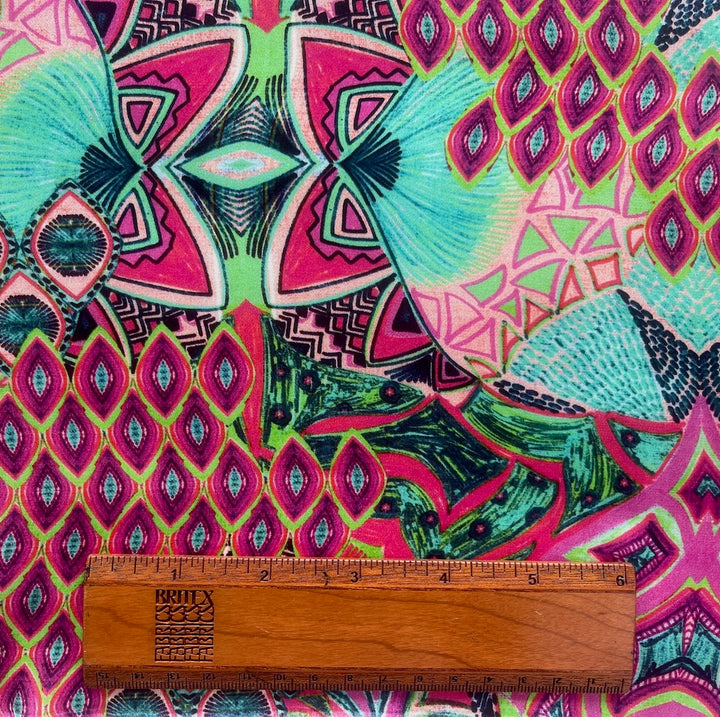 Gorgeous Psychedelic Geometry Silk Satin Charmeuse (Made in Italy)