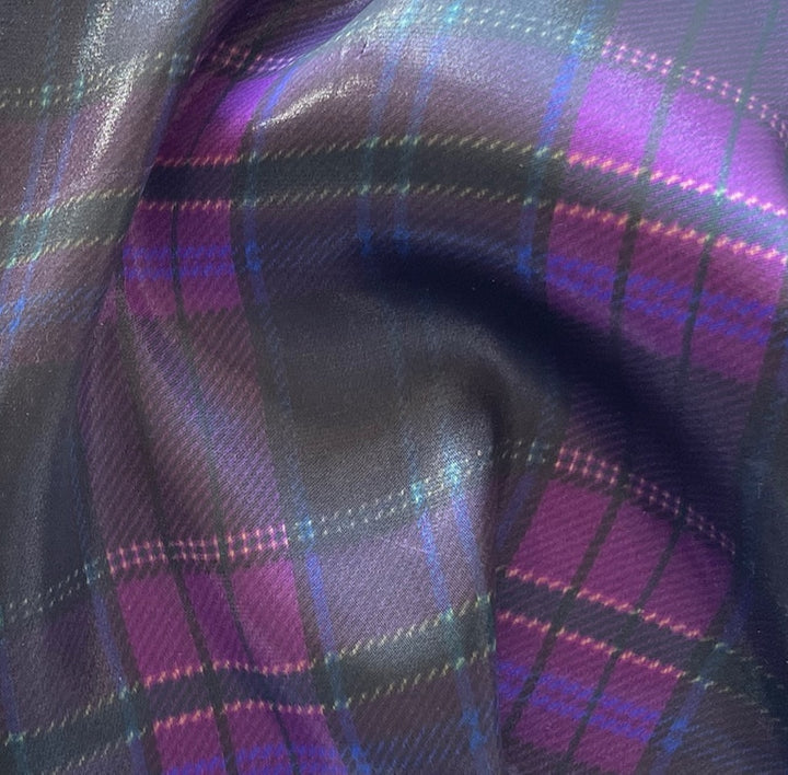 Ralph Lauren Plummy Plaid Silk Blend Charmeuse (Made in Italy)