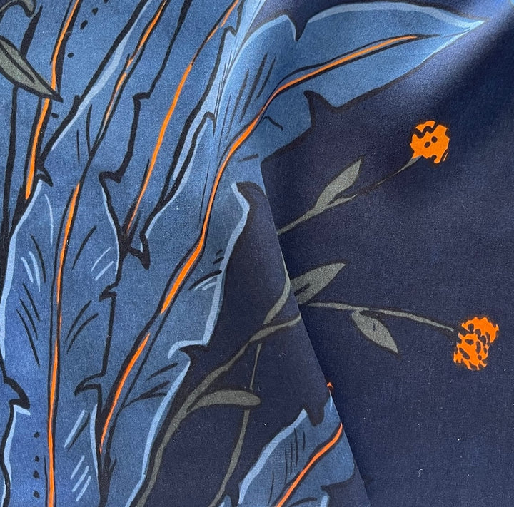Midnight Marigold Silk Satin Charmeuse (Made in Italy)