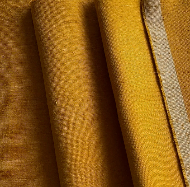 Designer Heavier Weight Spiced Curry Silk & Linen Blend (Made in Italy)