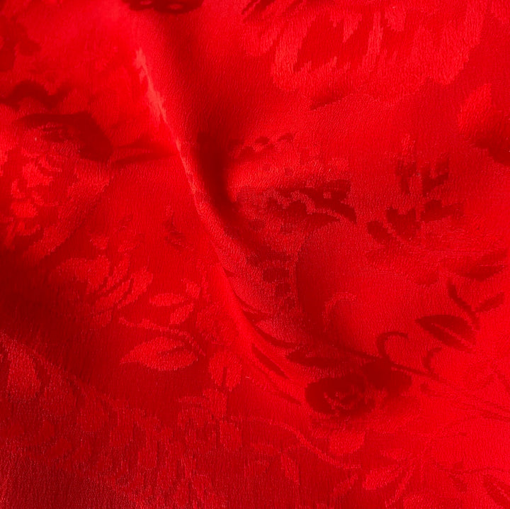 High-End Paisley Fire Engine Red Silk Jacquard (Made in Italy)