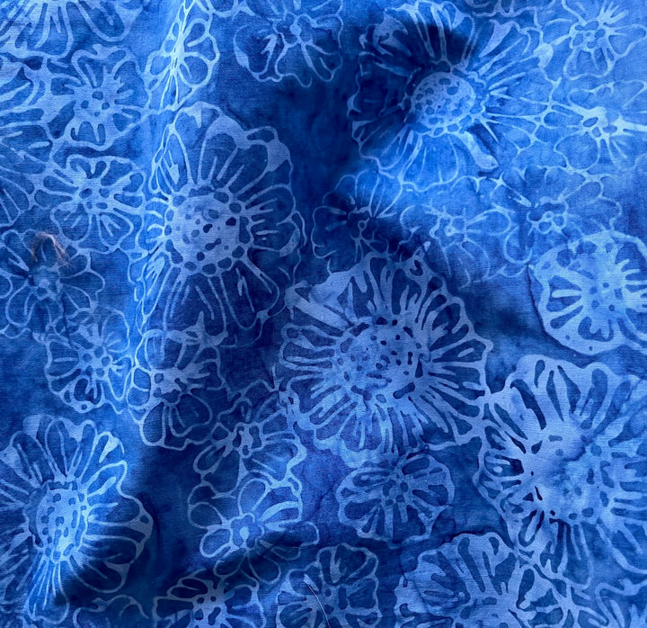 Sunflowers Royal Blue Cotton Batik (Made in Indonesia)