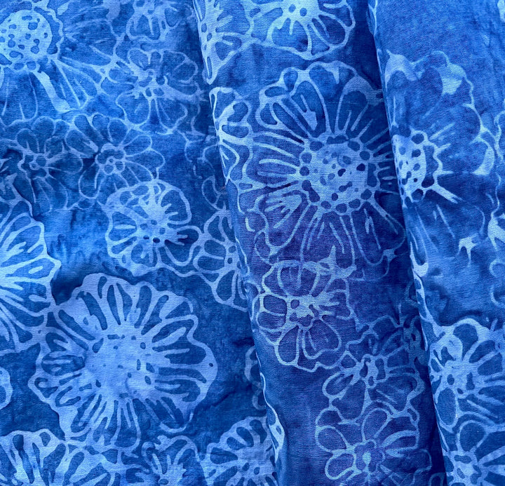 Sunflowers Royal Blue Cotton Batik (Made in Indonesia)