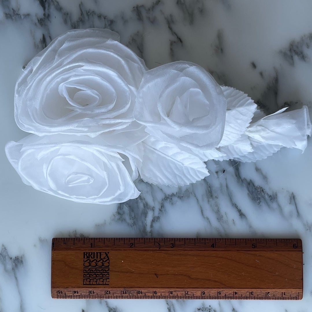 Porcelain White Rose Tussie Mussie Silk Flower (Made in USA)