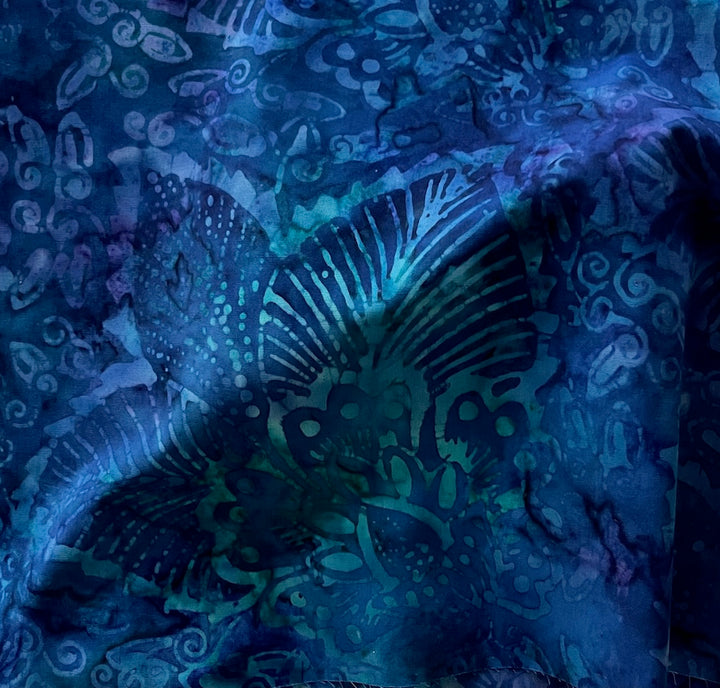 Tropical Forest Sapphire Blue Cotton Batik (Made in Indonesia)