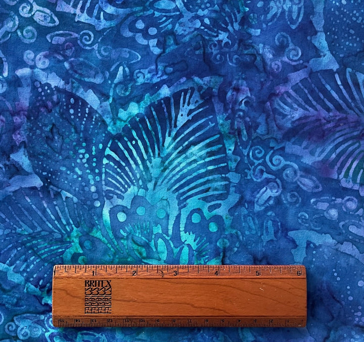 Tropical Forest Sapphire Blue Cotton Batik (Made in Indonesia)