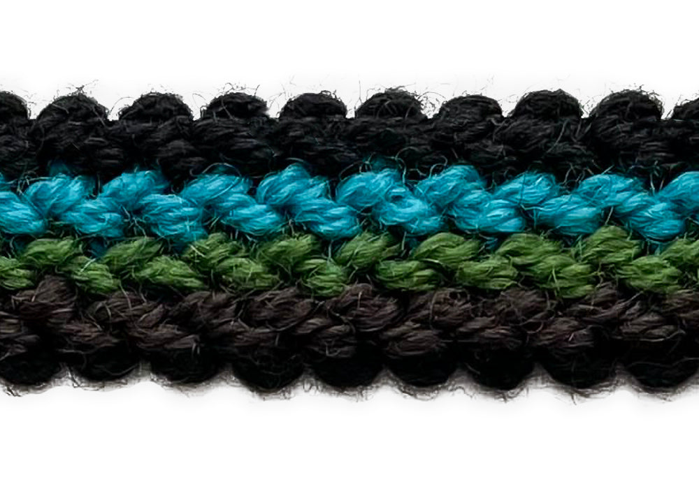 1" Leaf & Turquoise Wool Braided Trim (Made in USA)