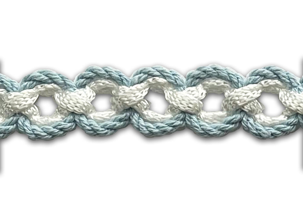 1/2" Powder Blue & White Woven Wheels Braided Trim (Made in France)