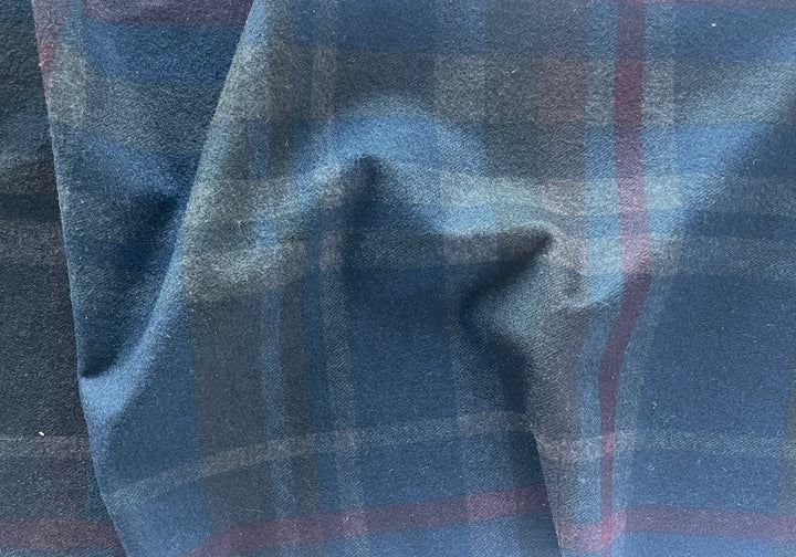 Mid-Weight Midnight Stormcloud Plaid Viscose Blend Ponte Knit (Made in the Netherlands)