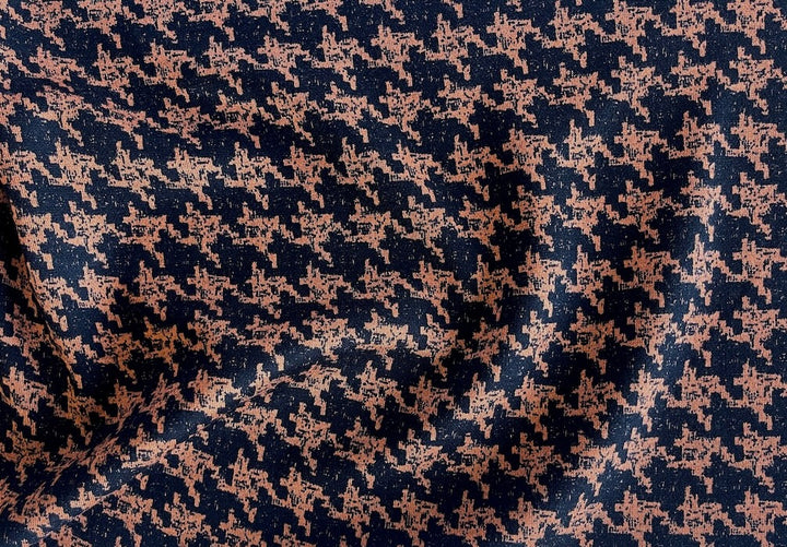 Light to Mid-Weight Copper Penny Houndstooth Viscose Blend Ponte Knit (Made in the Netherlands)
