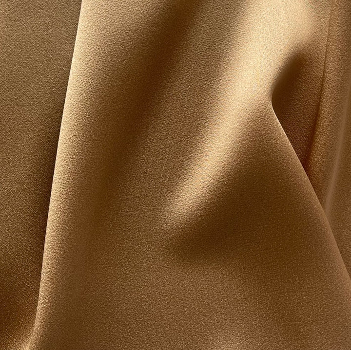 Designer Deep Champagne Gold Rayon Viscose Blend Crepe-Back Satin (Made in Italy)