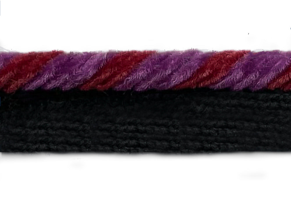 1/2" Twisted Plum & Maroon Chenille Piping Trim (Made in France)