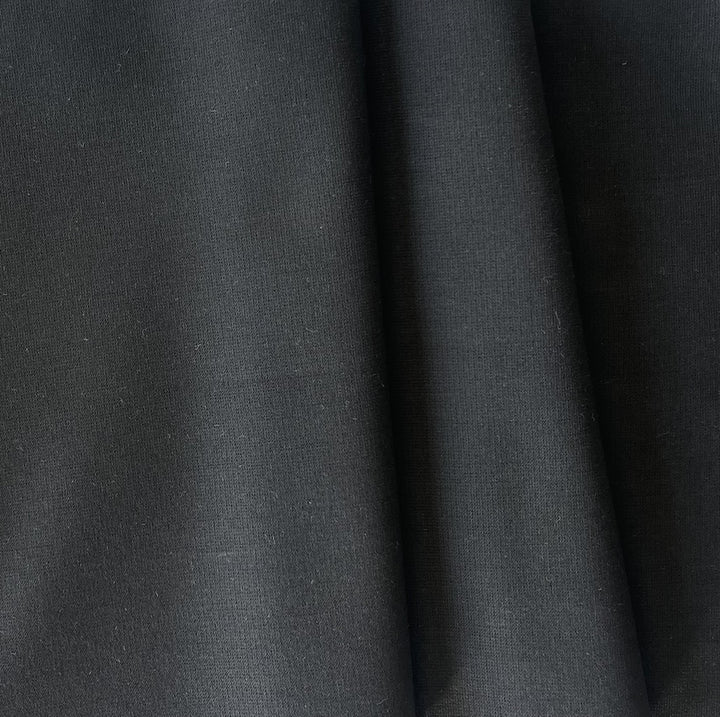 High-End Jet Black Rayon Viscose Blend Ponte Double-Knit (Made in Italy)