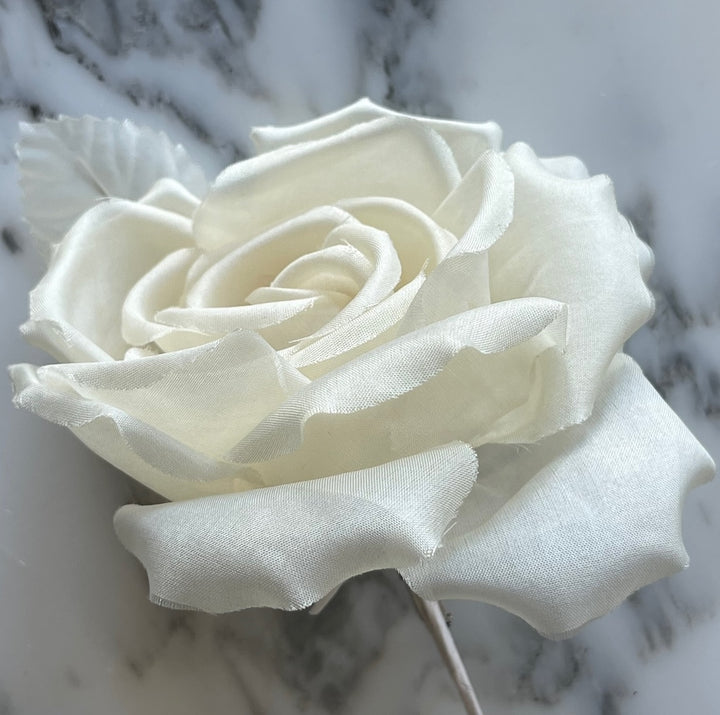 Powder Ivory Rose Silk Flower (Made in USA)