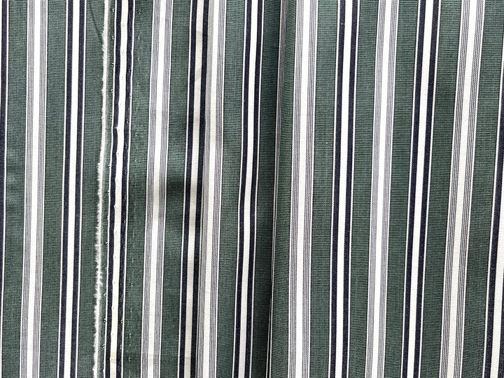 Kiton Luxury Pine & Coal Striped Crisp 2-Ply Cotton Shirting (Made in Italy)