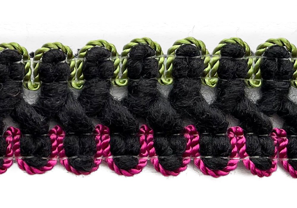 1 1/8" Loopy Pink 'N Pickle Scalloped Trim (Made in USA)