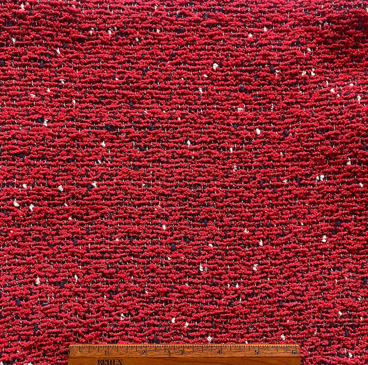 Couture Crimson & Black Cotton Blend Bouclé (Made in Italy)
