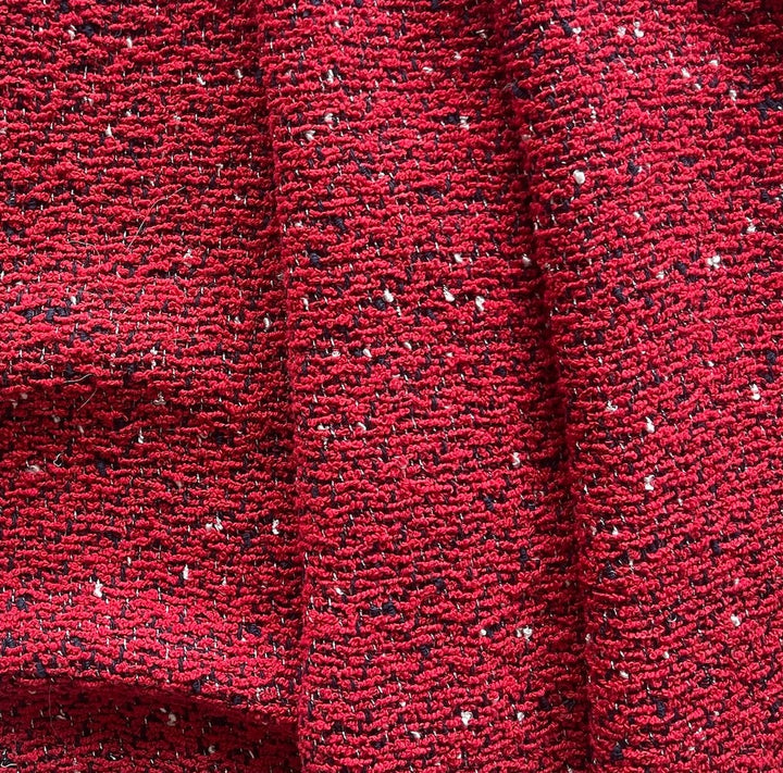 Couture Crimson & Black Cotton Blend Bouclé (Made in Italy)