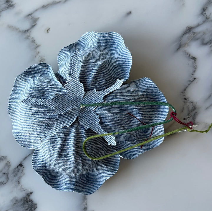 Washed Denim & Off-White Center Flower (Made in USA)