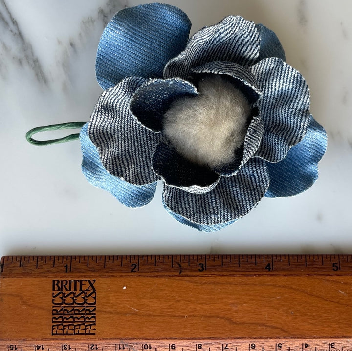 Denim & Off-White Center Flowerette (Made in USA)