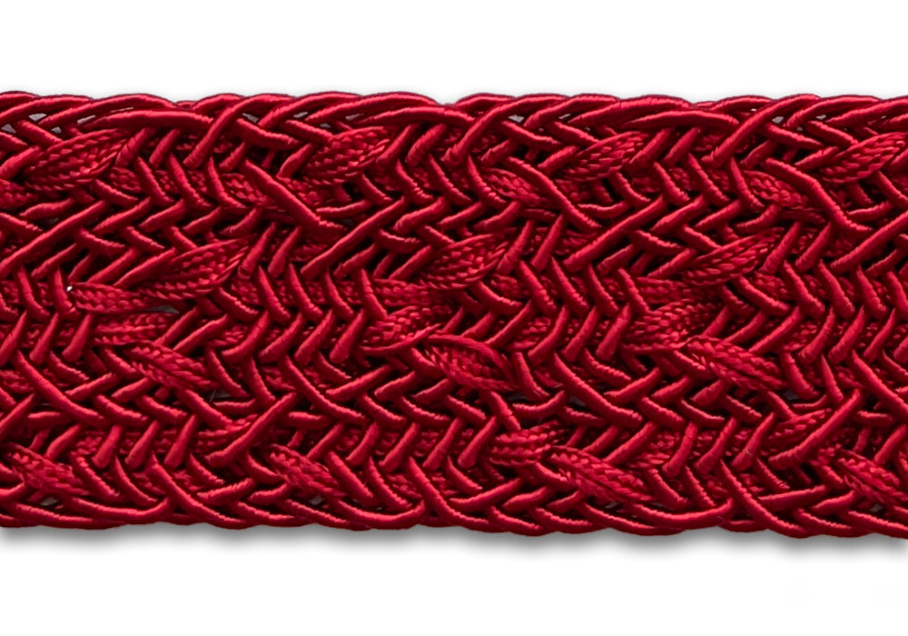 1 1/2" Crimsom Red Hots Braided Trim (Made in USA)