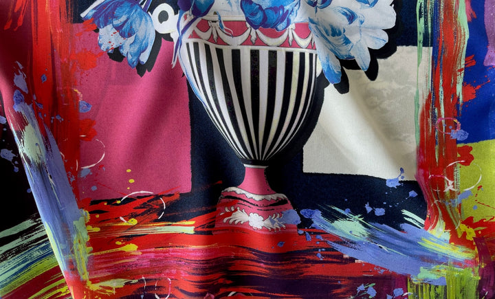 De Kooning's Masterpiece with Urns Silk Crepe de Chine (Made in Italy)