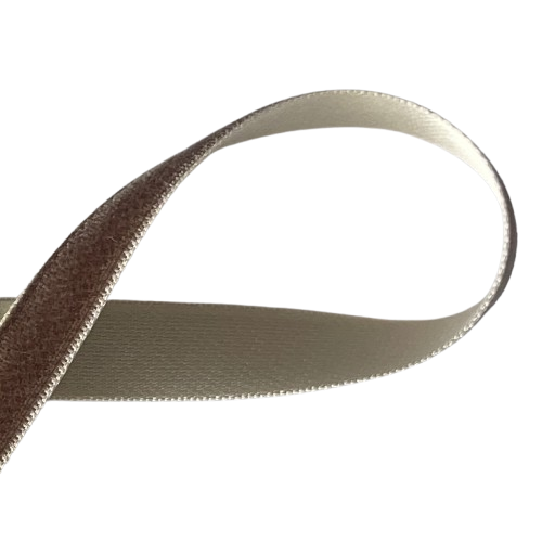 1/2" Double-Faced Mushroom Velvet & Champagne Satin Ribbon (Made in Japan)