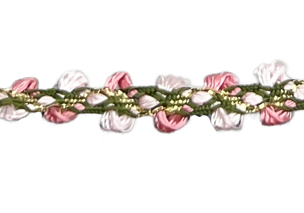3/8" Delicate Pink Rose Buds Trim (Made in England)