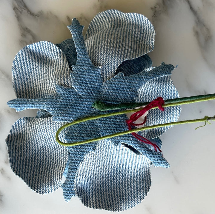 Washed Denim & Indigo Center Flower (Made in USA)