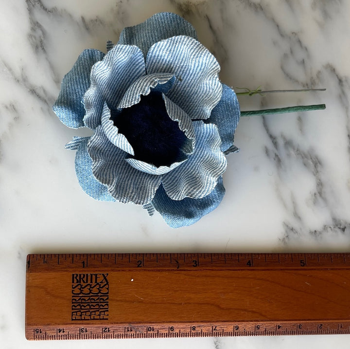 Washed Denim & Indigo Center Flower (Made in USA)