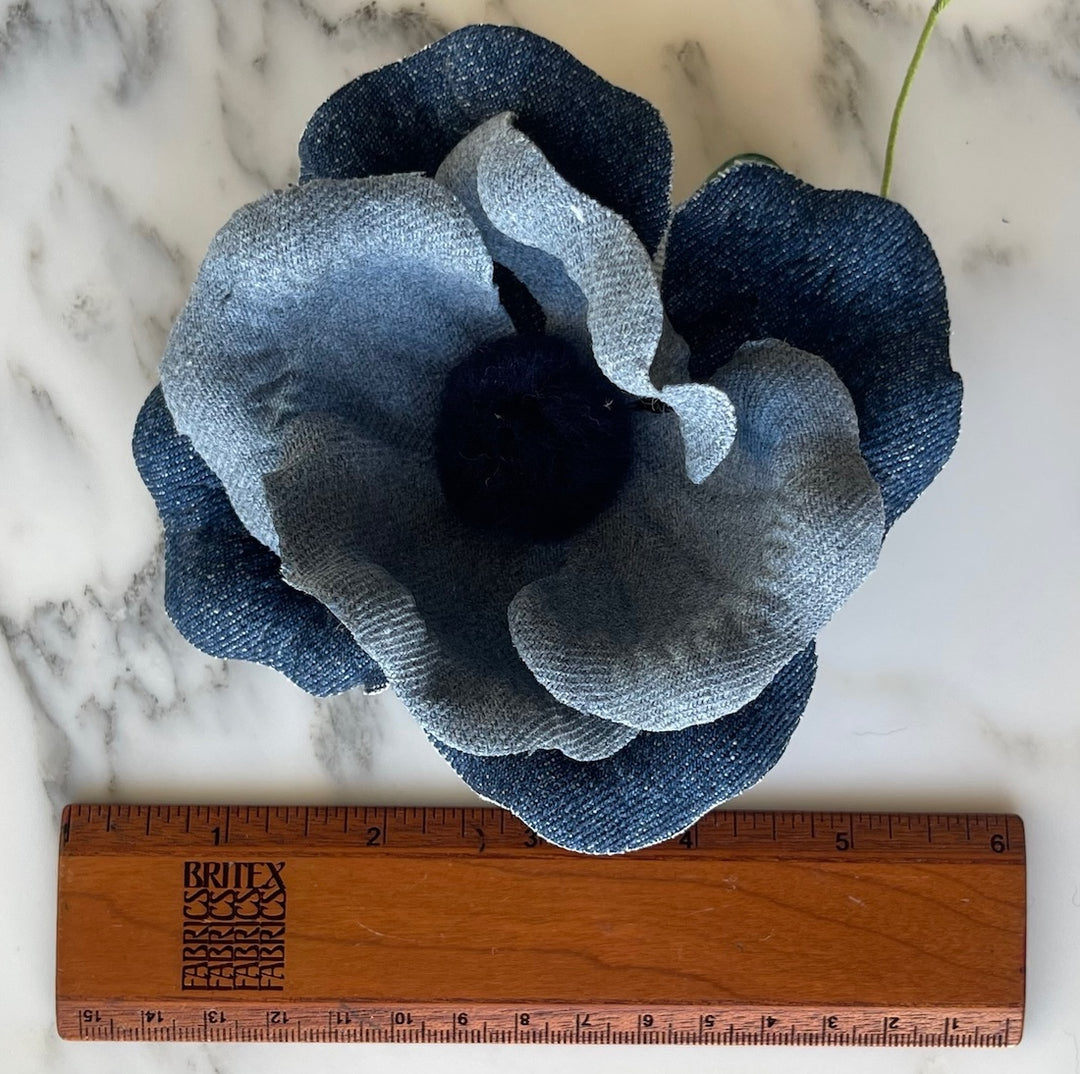 Densely Petaled Denim & Indigo Center Flower (Made in USA)